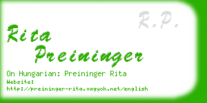 rita preininger business card